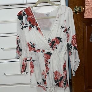 White and pink flower romper